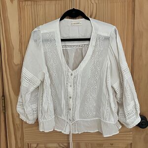 Lucky Brand White Eyelet Blouse